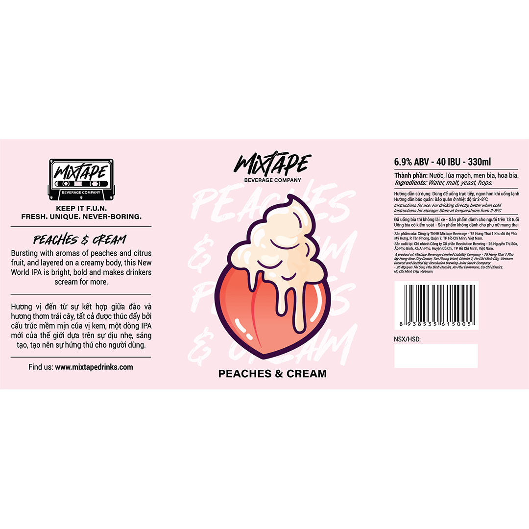 MixTape Peaches & Cream NEIPA Label