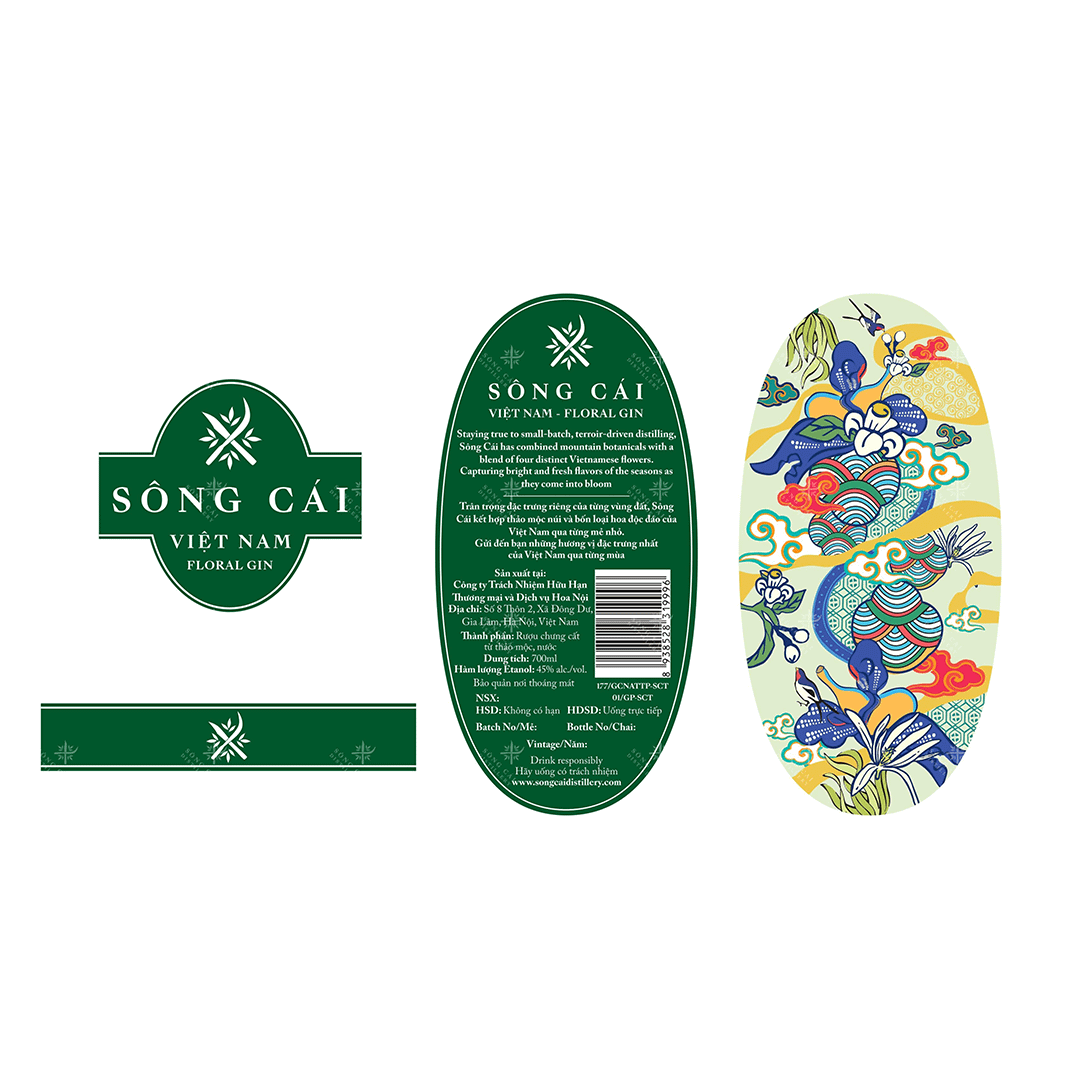 Sông Cái Floral Gin Label