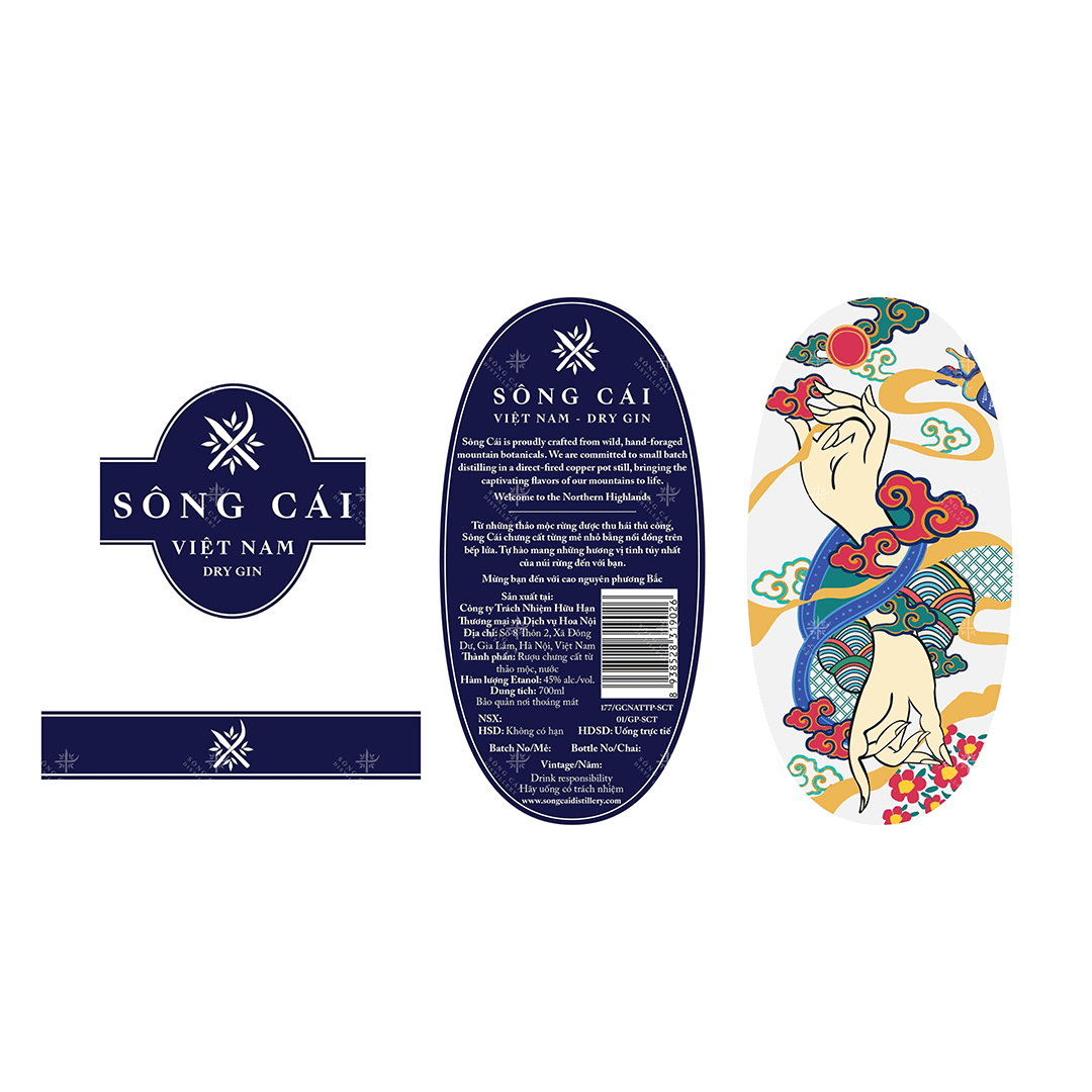 Sông Cái Dry Gin Label