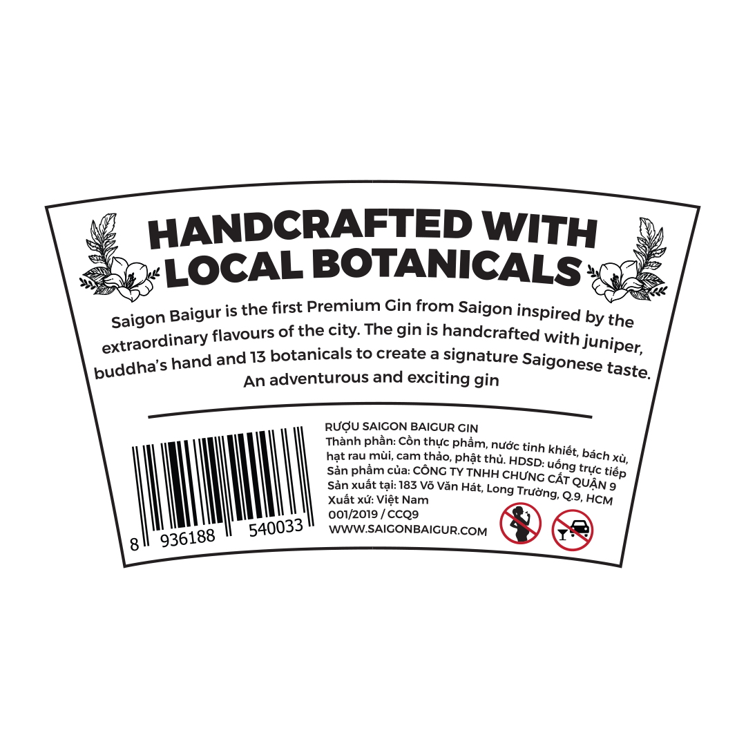 Saigon Baigur Gin Label