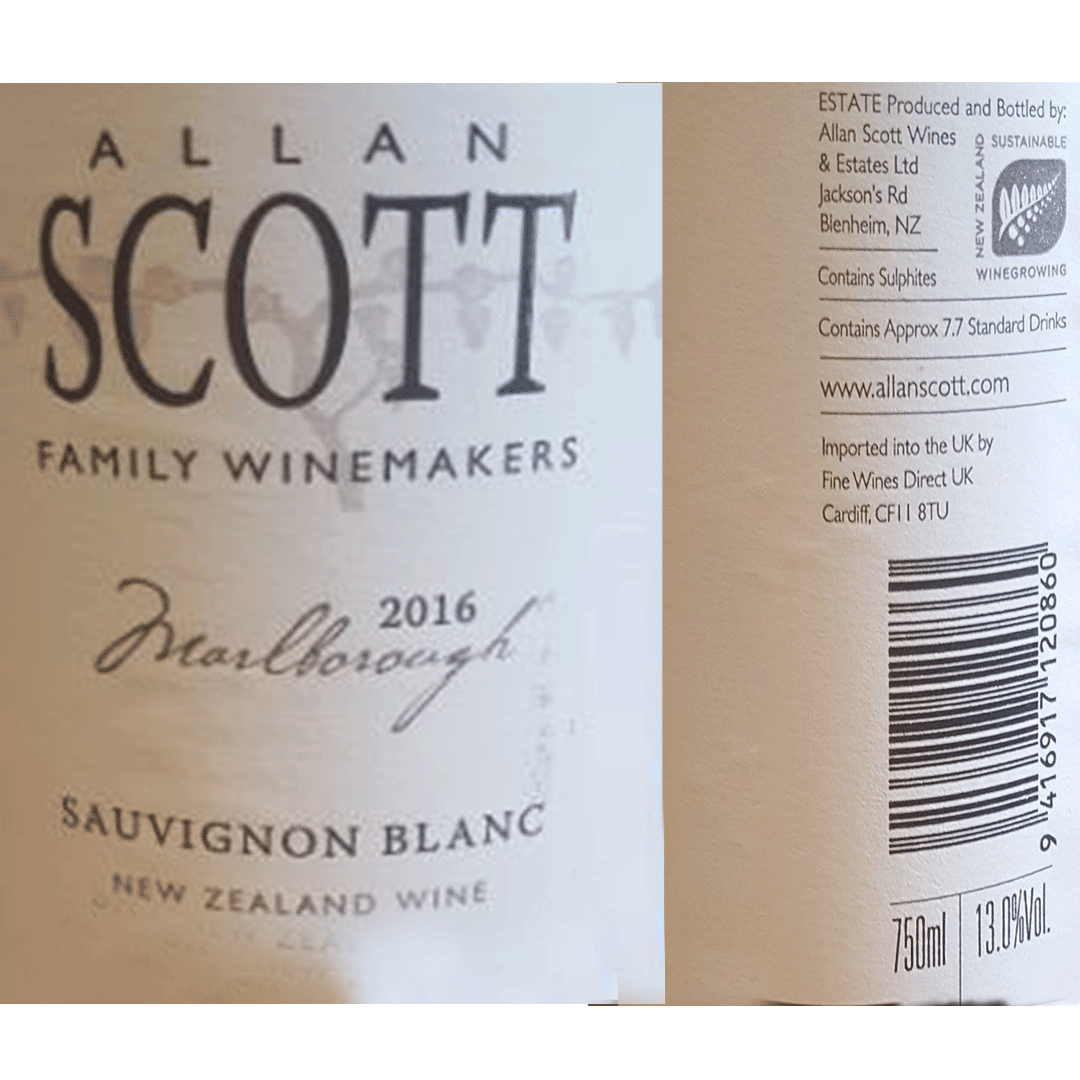 Allan Scott Sauignon Blanc Label
