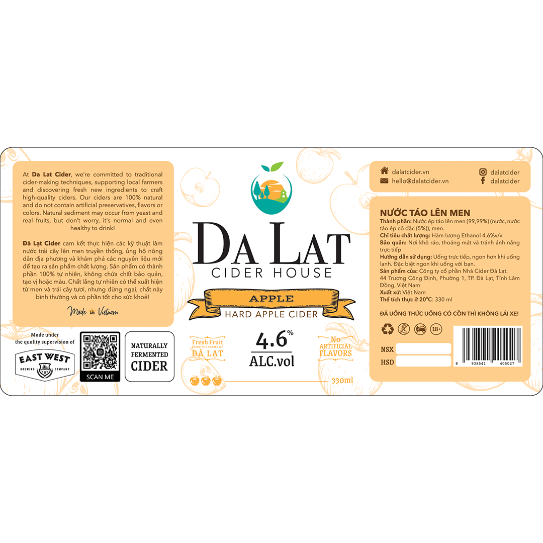 Dalat Apple Cider Label Bottle
