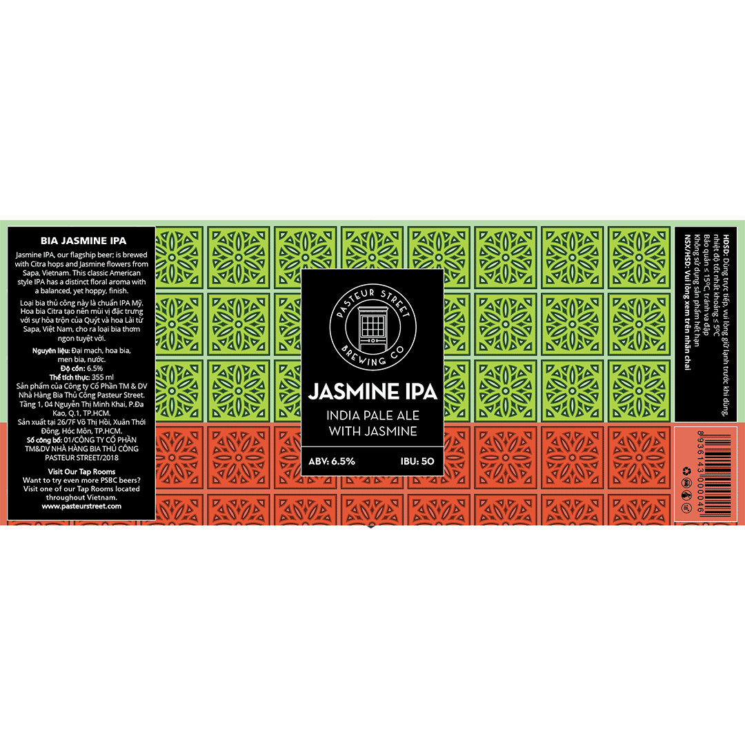 Pasteur Street Jasmine IPA Label