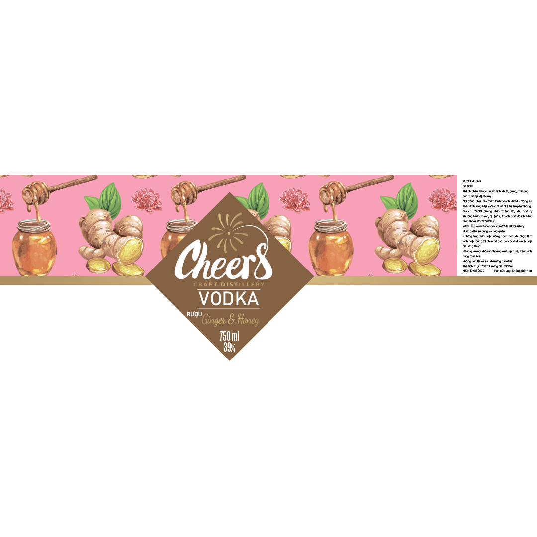 Cheers Ginger & Honey Vodka Label