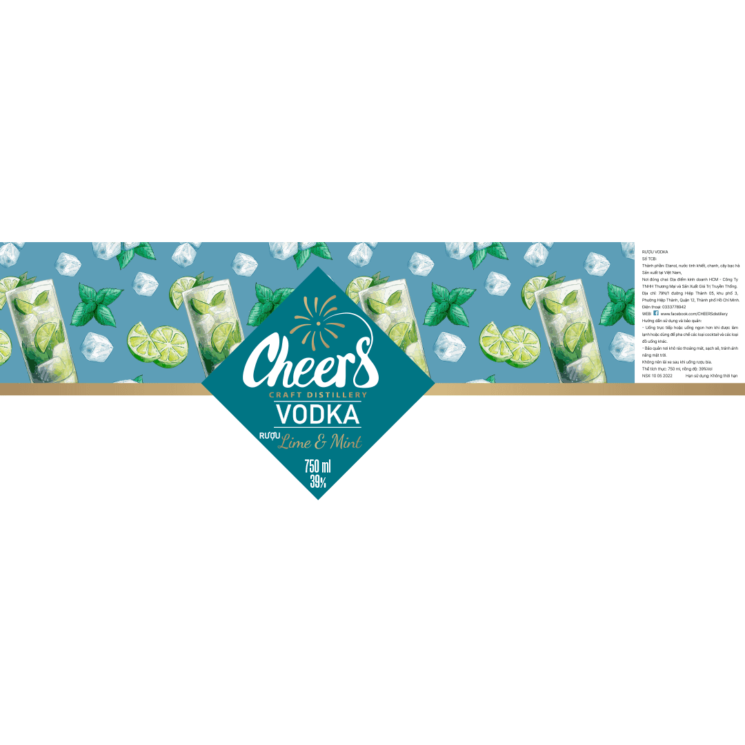 Cheers Lime & Mint Vodka Label
