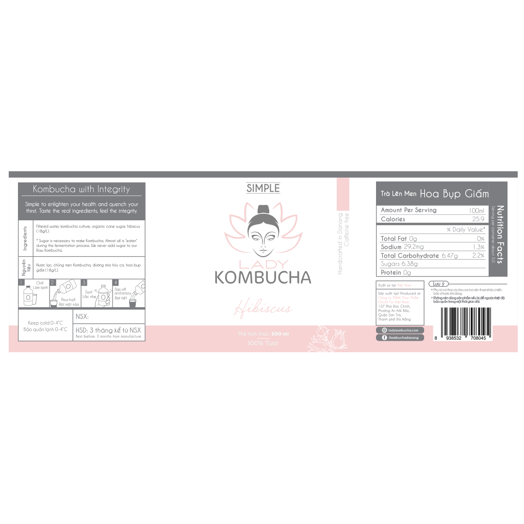 Lady Kombucha Hibiscus Label