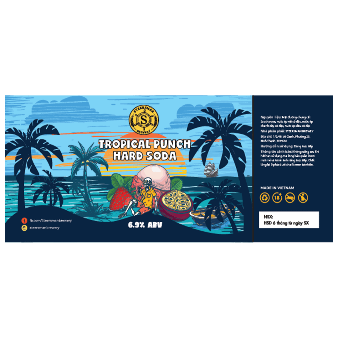 Steersman Tropical Punch Hard Soda Label