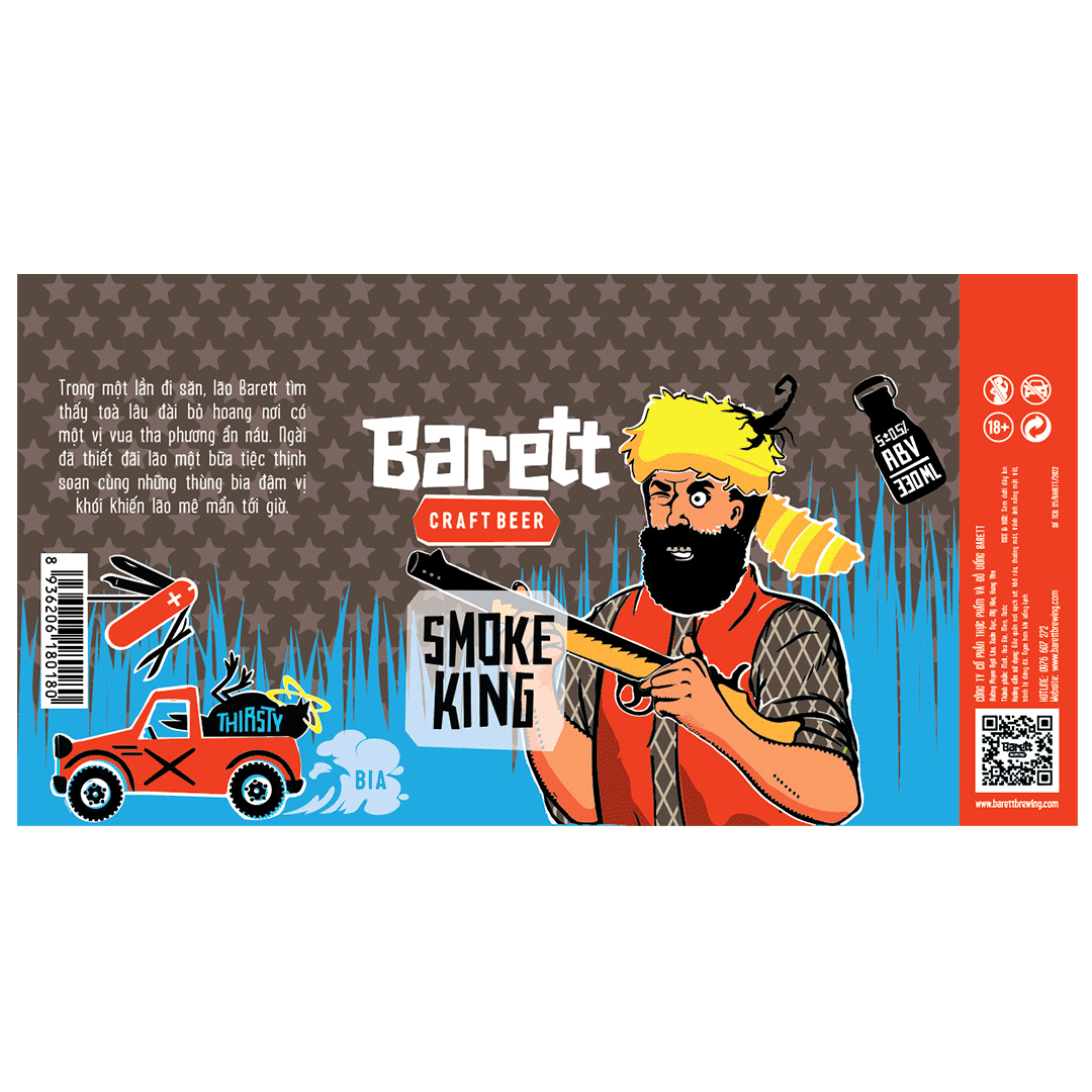 Barett Craft Beer Smoke King Red Ale LABEL