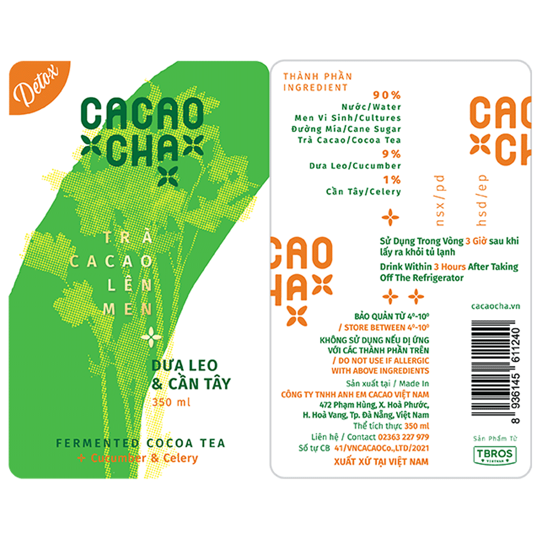 Cacaocha Fermented Cocoa Tea Cucumber & Celery LABEL