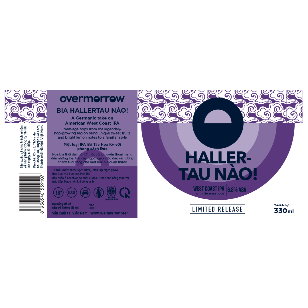 Overmorrow Hallertau Nào Germanic West Coast IPA LABEL