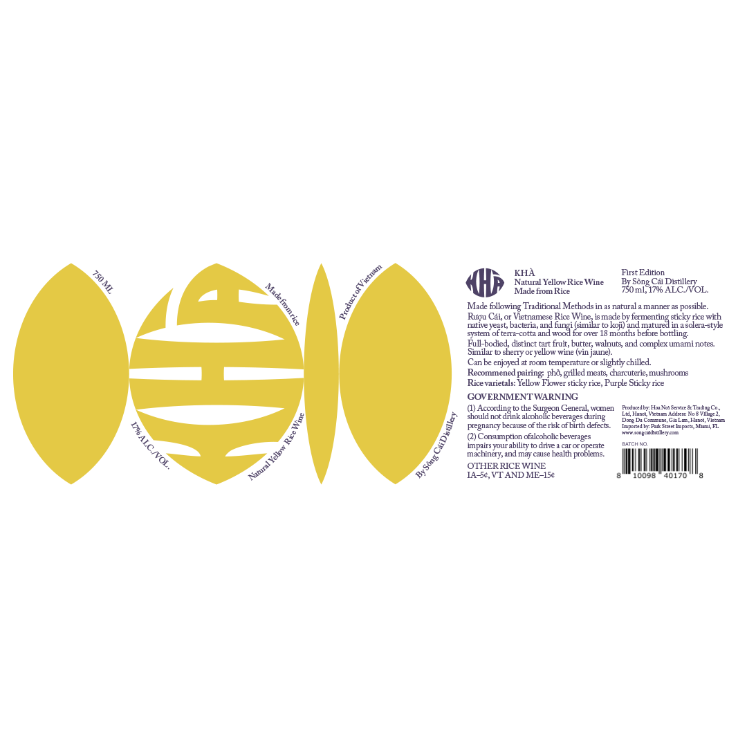 Sông Cái Khà Yellow Rice Wine Label