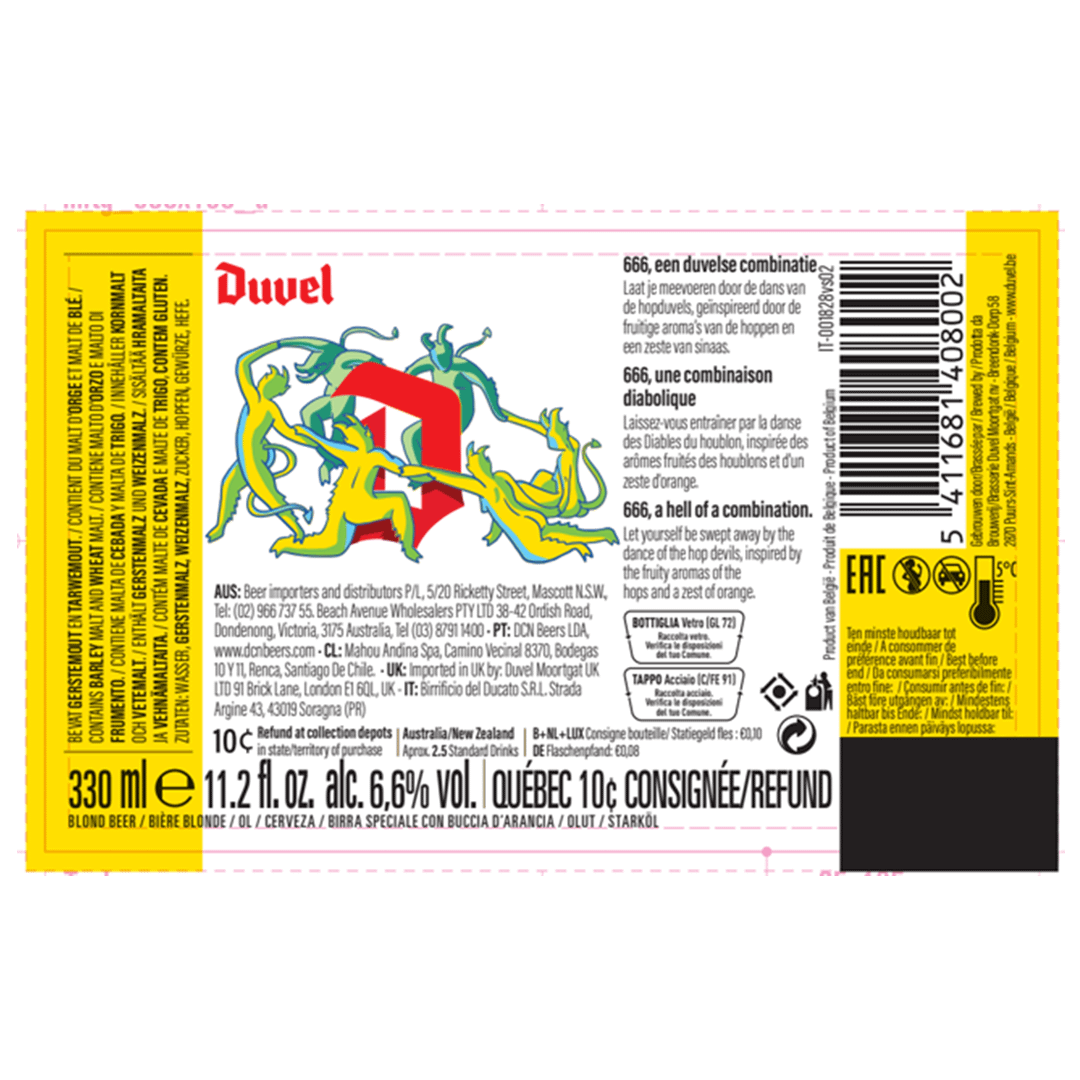 Duvel 666 Belgian Blond Label