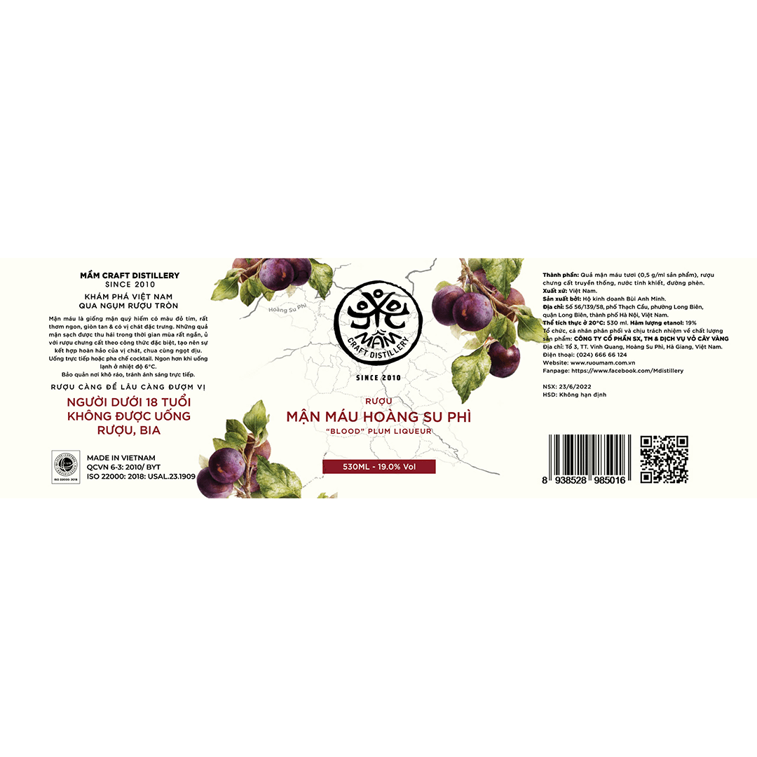 Mầm Distillery Mận Máu Hoàng Su Phì Liqueur LABEL