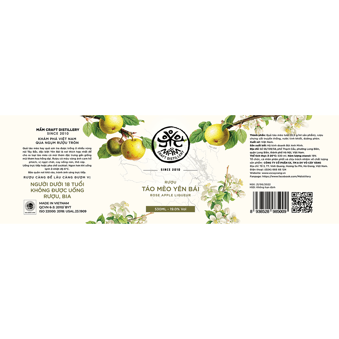 Mầm Distillery Táo Mèo Yên Bái Liqueur LABEL