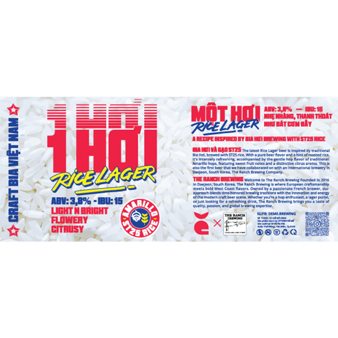 Đê Mê Một Hơi Rice Lager Label