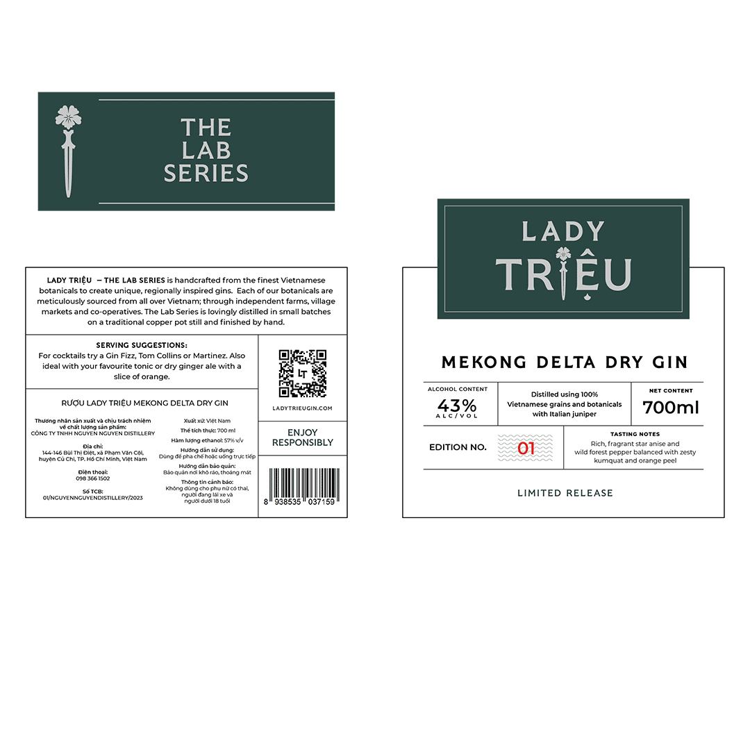 Lady Triệu Mekong Delta Dry Gin Label 700ml