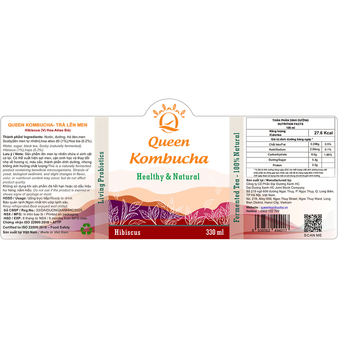 Queen Kombucha Hibiscus LABEL