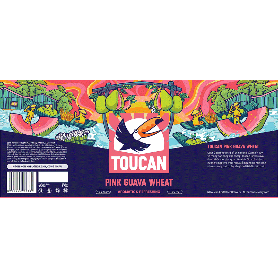 Toucan Pink Guava Wheat Can Label