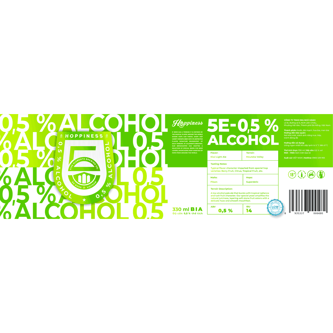 5 Elements Hoppiness Low Alcohol Label