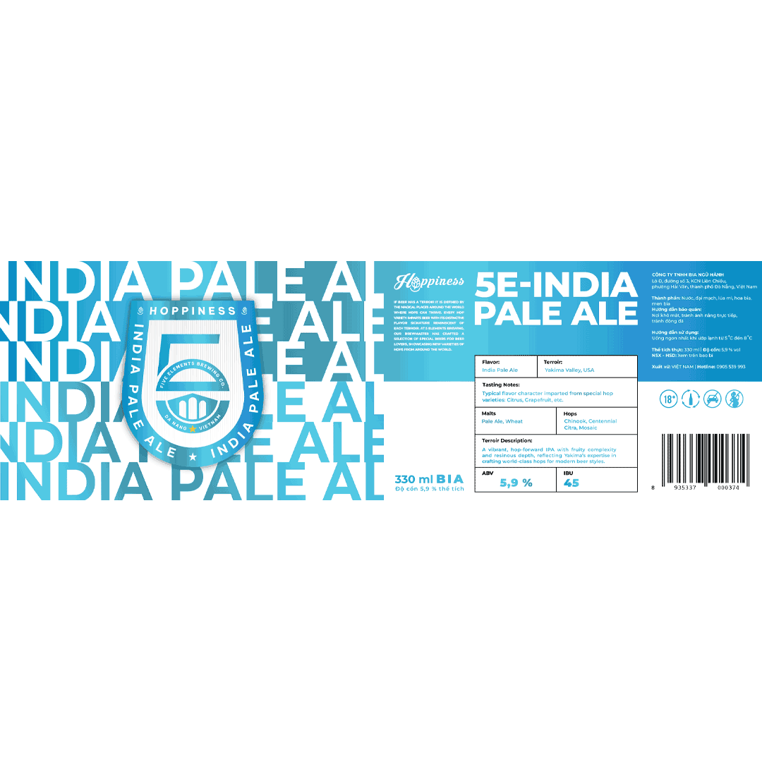 5 Elements Hoppiness Manchester IPA Label