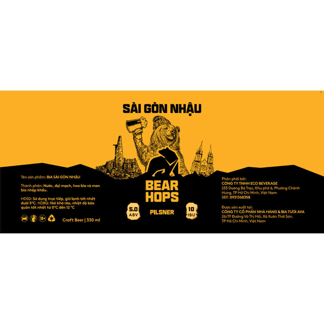 Bear Hops Sài Gòn Nhậu Pilsner CAN Label