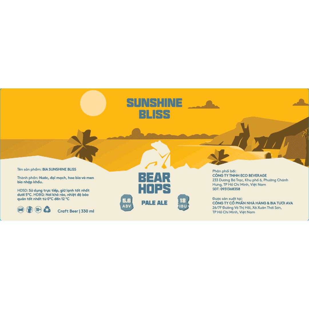 Bear Hops Sunshine Bliss Pale Ale Label