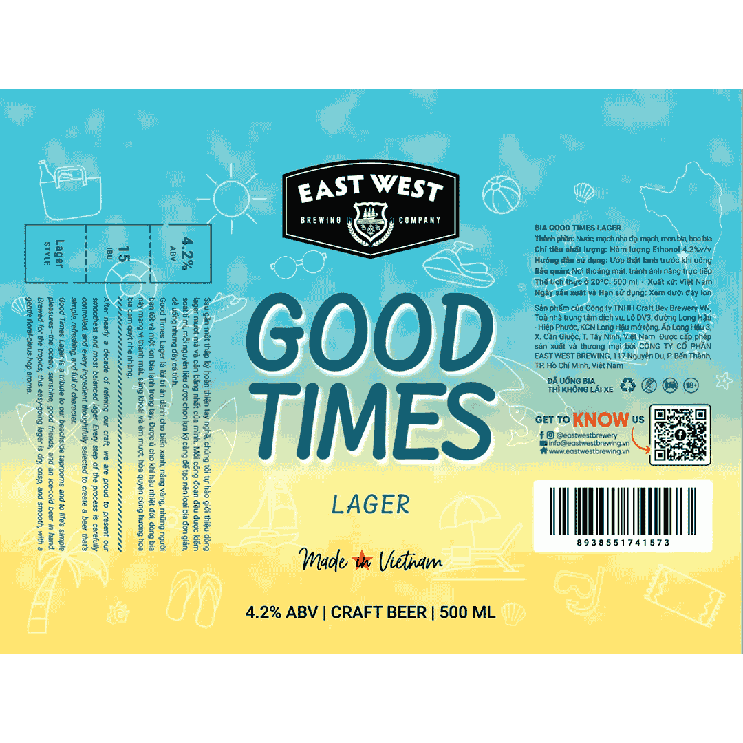 East West Good Times Lager Label