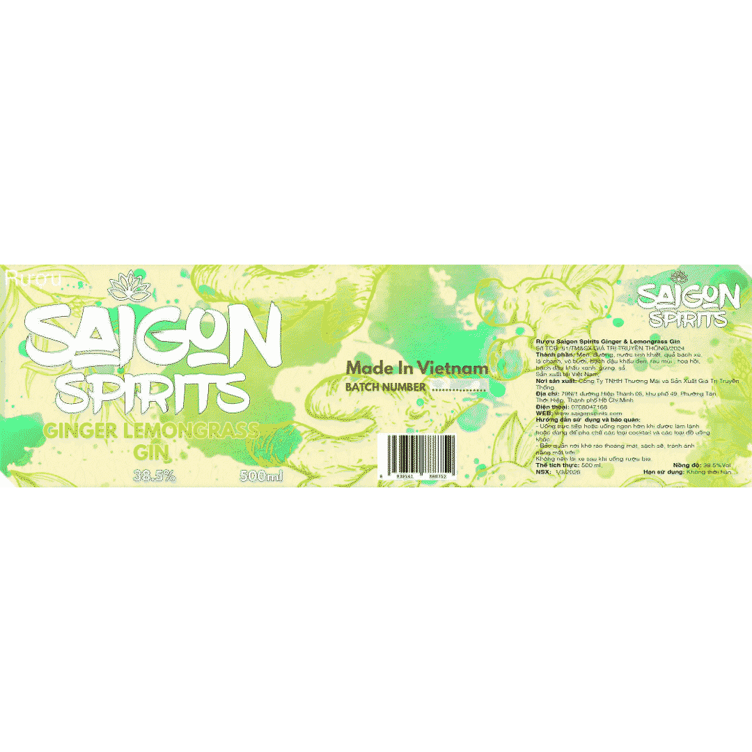 Saigon Spirits Ginger Lemongrass Gin - Image 2