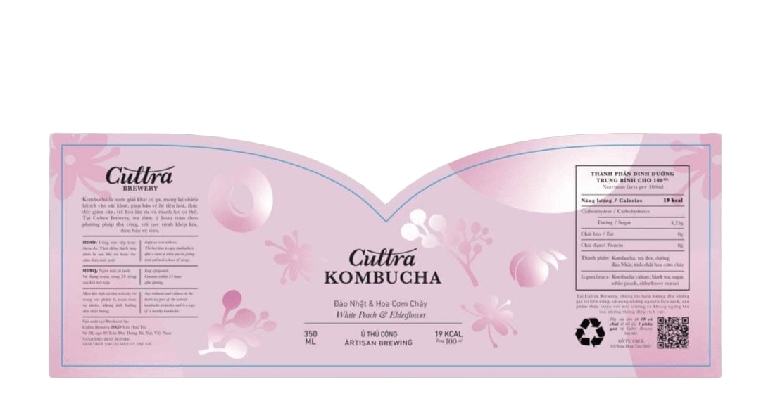 Cultra Kombucha Peach Elderflower Label