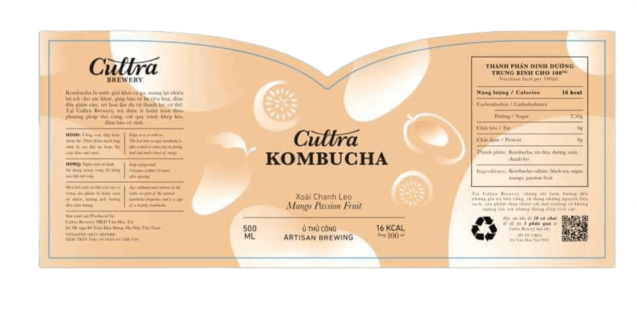 Cultra Kombucha Mango Passion Label